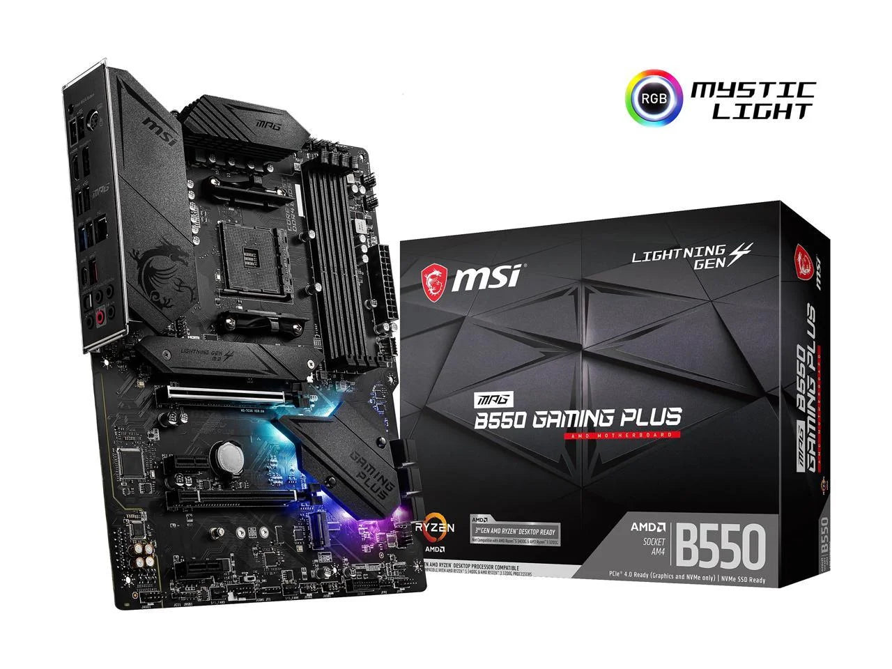 MPG B550 GAMING plus AM4 AMD B550 SATA 6Gb/S USB 3.0 ATX AMD Motherboard
