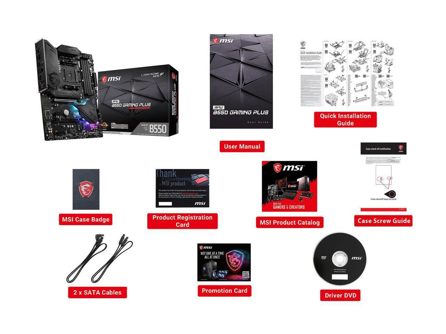 MPG B550 GAMING plus AM4 AMD B550 SATA 6Gb/S USB 3.0 ATX AMD Motherboard